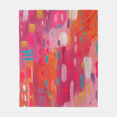 Roze en Oranje penseeltekens Abstract Fleece Deken (Voorkant)