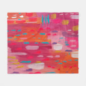 Roze en Oranje penseeltekens Abstract Fleece Deken (Voorkant (Horizontaal))