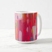 Roze en Oranje penseeltekens Abstract Koffiemok (Voorkant rechts)