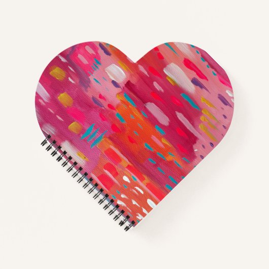 Roze en Oranje penseeltekens Abstract Notitieboek (Voorkant)