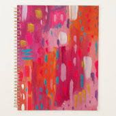 Roze en Oranje penseeltekens Abstract Planner (Voorkant)