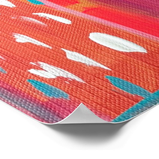 Roze en Oranje penseeltekens Abstract Poster (Hoek)