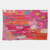 Roze en Oranje penseeltekens Abstract Theedoek (Horizontaal)