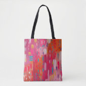 Roze en Oranje penseeltekens Abstract Tote Bag (Voorkant)