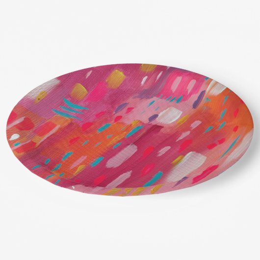 Roze en Oranje penseeltekens Papieren Bordje (Gekanteld)
