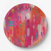Roze en Oranje penseeltekens Papieren Bordje (Voorkant)