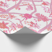 Roze en Oranje Peony Branch Cadeaupapier (Hoek)