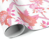 Roze en Oranje Peony Branch Cadeaupapier (Rol Hoek)