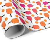 Roze en Oranje Pickleball Paddles gepersonaliseerd Cadeaupapier (Rol Hoek)