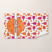 Roze en Oranje Pickleball Paddles gepersonaliseerd Handdoek (Handdoek)