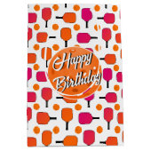 Roze en Oranje Pickleball Paddles gepersonaliseerd Medium Cadeauzakje (Voorkant)