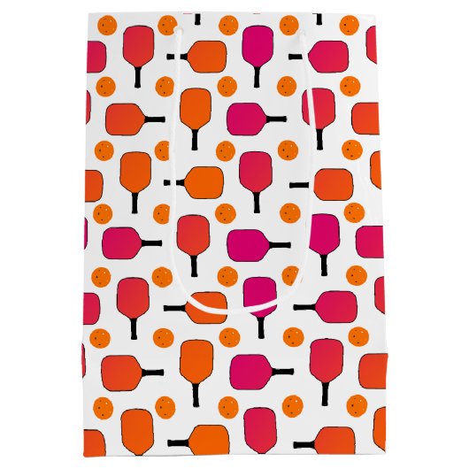 Roze en Oranje Pickleball Paddles gepersonaliseerd Medium Cadeauzakje (Achterkant)