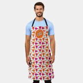 Roze en Oranje Pickleball Paddles gepersonaliseerd Schort (Gedragen)