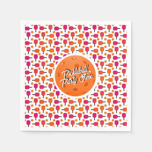 Roze en Oranje Pickleball Paddles gepersonaliseerd Servet (Voorkant)