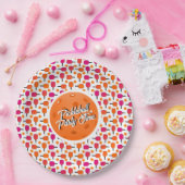 Roze en Oranje Pickleball Paddles Met Persoonlijke Papieren Bordje (Feest)