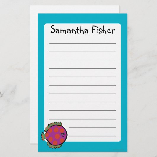 Roze en Oranje poka-Dot vis Briefpapier (Voorkant / Achterkant)