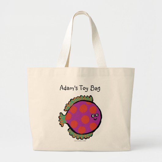 Roze en Oranje poka-Dot vis Grote Tote Bag (Voorkant)