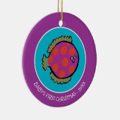 Roze en Oranje poka-Dot vis Keramisch Ornament (Rechts)