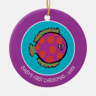 Roze en Oranje poka-Dot vis Keramisch Ornament