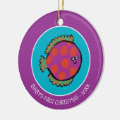 Roze en Oranje poka-Dot vis Keramisch Ornament (Links)