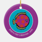 Roze en Oranje poka-Dot vis Keramisch Ornament (Achterkant)