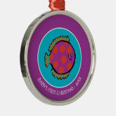 Roze en Oranje poka-Dot vis Metalen Ornament (Rechts)