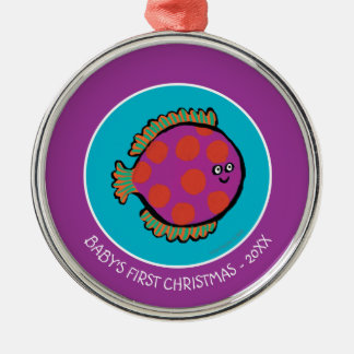 Roze en Oranje poka-Dot vis Metalen Ornament