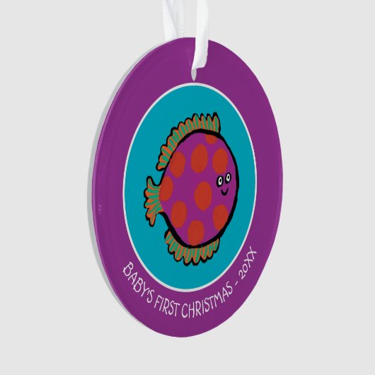 Roze en Oranje poka-Dot vis Ornament (voorkant)