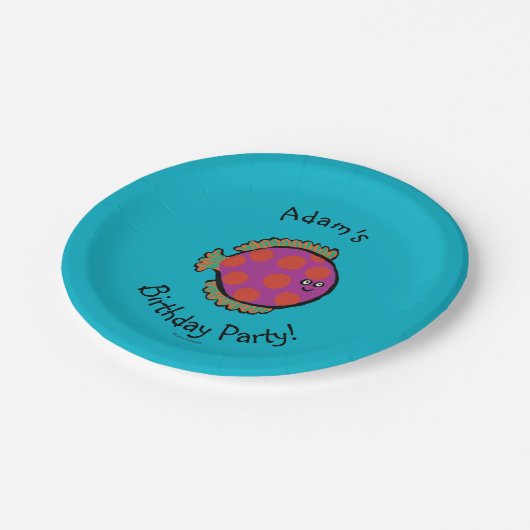 Roze en Oranje poka-Dot vis Papieren Bordje (Gekanteld)