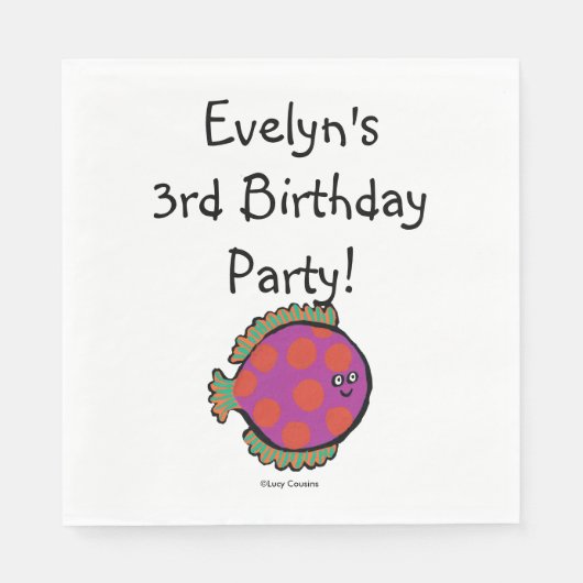 Roze en Oranje poka-Dot vis Servet (Voorkant)