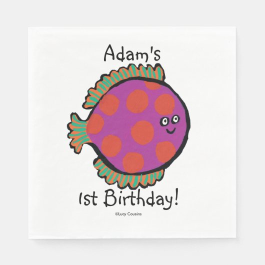 Roze en Oranje poka-Dot vis Servet (Voorkant)