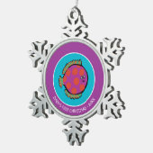 Roze en Oranje poka-Dot vis Tin Sneeuwvlok Ornament (Rechts)