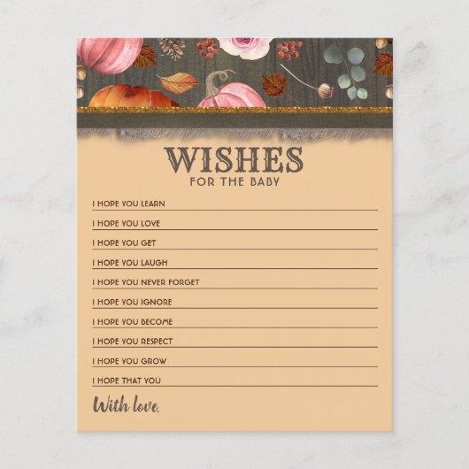 Roze en Oranje pompoenen wensen de Baby (Voorkant)