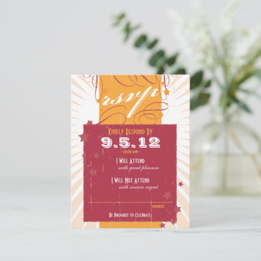 Roze en Oranje Poster RSVP (Staand voorkant)