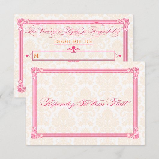 Roze en Oranje Poster-Stijl RSVP (Voorkant / Achterkant)