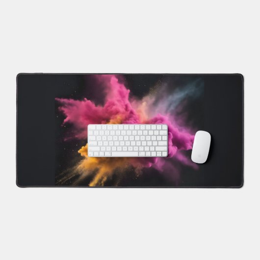 Roze en Oranje Powder Blast Bureaumat (Keyboard & Muis)