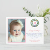 Roze en Oranje Preppy Boxwood Ginger Jars Afbeeldi Feestdagenkaart (Staand voorkant)