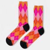 Roze en Oranje Preppy Sporty Argyle Sokken (Links)