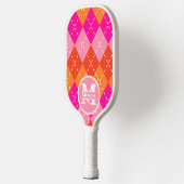 Roze en Oranje Preppy Sporty Gepersonaliseerd Pickleball Paddle (Links)