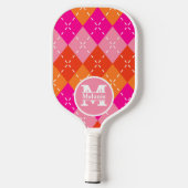 Roze en Oranje Preppy Sporty Gepersonaliseerd Pickleball Paddle (Achterkant)