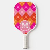 Roze en Oranje Preppy Sporty Gepersonaliseerd Pickleball Paddle (Voorkant)