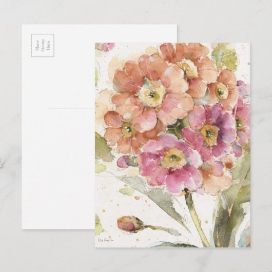 Roze en Oranje primrose Briefkaart (Voorkant / Achterkant)