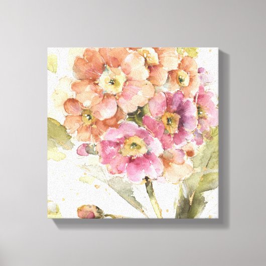 Roze en Oranje primrose Canvas Afdruk (Voorkant)