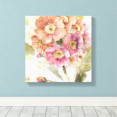 Roze en Oranje primrose Canvas Afdruk (Insitu (Houten vloer))
