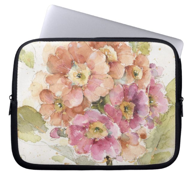 Roze en Oranje primrose Laptop Sleeve (Voorkant)
