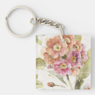 Roze en Oranje primrose Sleutelhanger