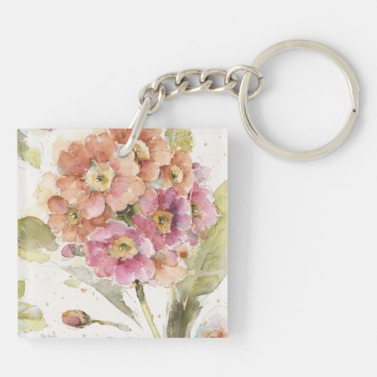 Roze en Oranje primrose Sleutelhanger (Achterkant)