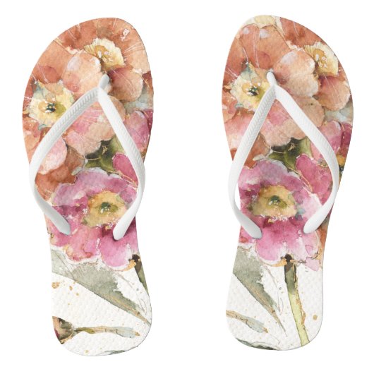 Roze en Oranje primrose Teenslippers (Voetbed)