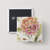 Roze en Oranje primrose Vierkante Button 5,1 Cm (Voorkant /achterkant)