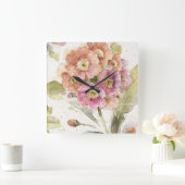Roze en Oranje primrose Vierkante Klok (Huis)